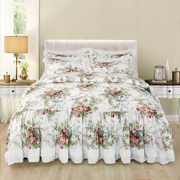 Easylife Floral Botanical Ruffle Bedspread Queen