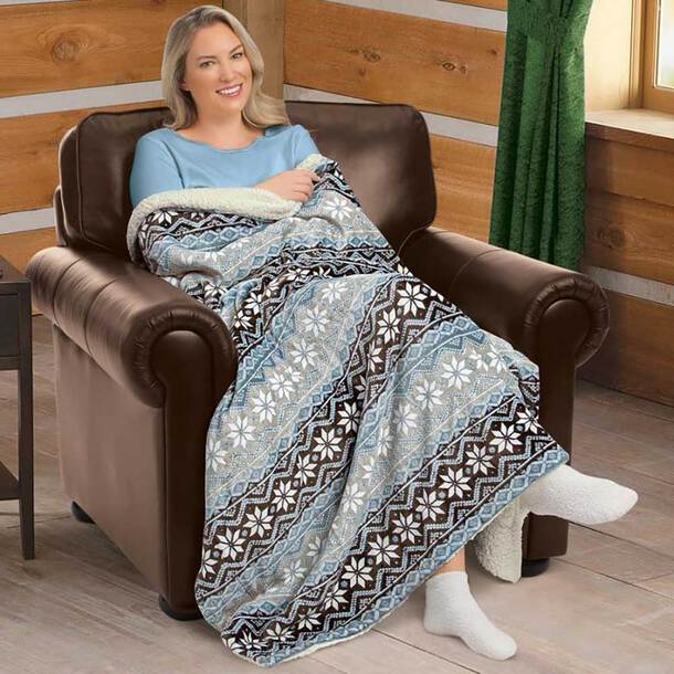 Easylife Plush Sherpa Throw in Brown Check